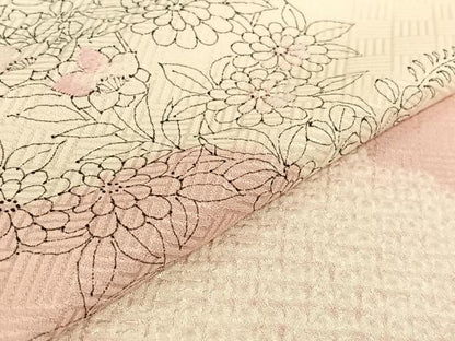 平和屋着物▽中国三大刺繍 相良刺繍 訪問着 単衣 手描き 絞り 草花文 正絹 逸品 AABG7749jh