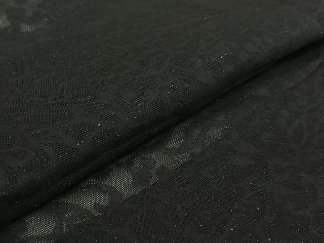 平和屋着物▽羽織 スリーシーズン 春夏秋 塵除け 花唐草文 黒地 正絹 逸品 AABG7752jh