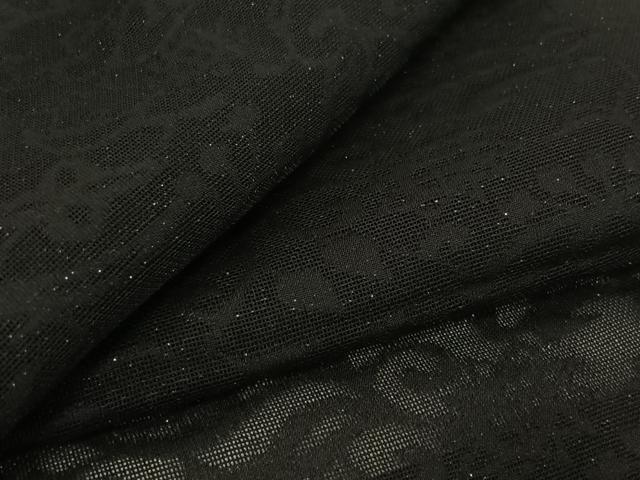 平和屋着物▽羽織 スリーシーズン 春夏秋 塵除け 花唐草文 黒地 正絹 逸品 AABG7752jh