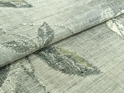 平和屋着物▽上質な紬 単衣 枝葉文 正絹 逸品 AABG7758jh