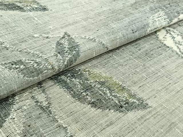 平和屋着物▽上質な紬 単衣 枝葉文 正絹 逸品 AABG7758jh