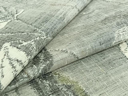 平和屋着物▽上質な紬 単衣 枝葉文 正絹 逸品 AABG7758jh