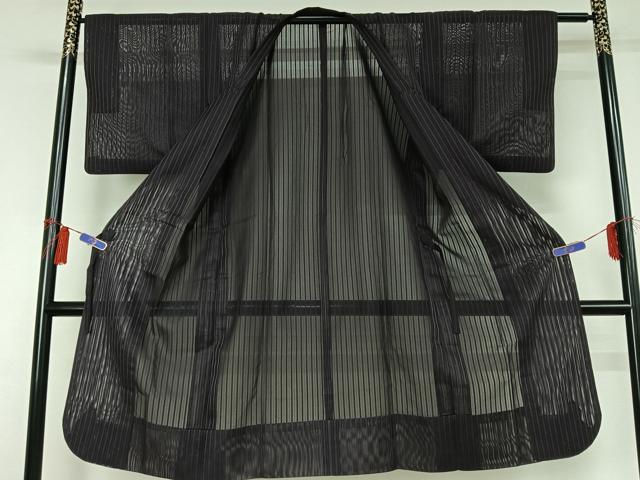 平和屋着物▽道中着 スリーシーズン 春夏秋 塵除け 縞 ロング丈 正絹 逸品 AABG7760jh