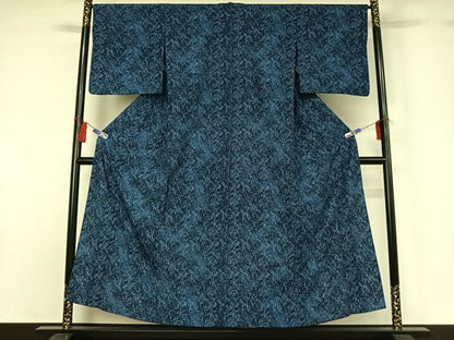 平和屋着物▽小紋 単衣 型染め 草花文 洗える着物 AABG7763jh