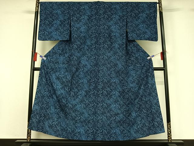 平和屋着物▽小紋 単衣 型染め 草花文 洗える着物 AABG7763jh