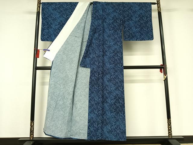 平和屋着物▽小紋 単衣 型染め 草花文 洗える着物 AABG7763jh