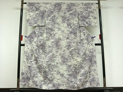 平和屋着物▽上質な小紋 単衣 型染め 草花文 正絹 逸品 AABG7764jh