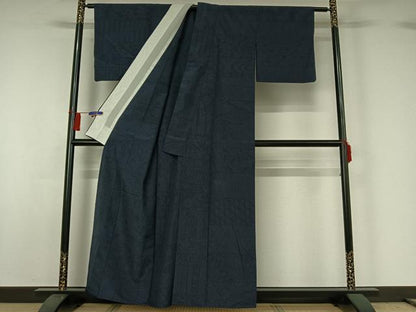 平和屋着物▽本塩沢 単衣 110亀甲 横段吉祥花文 正絹 逸品 AABG7767jh