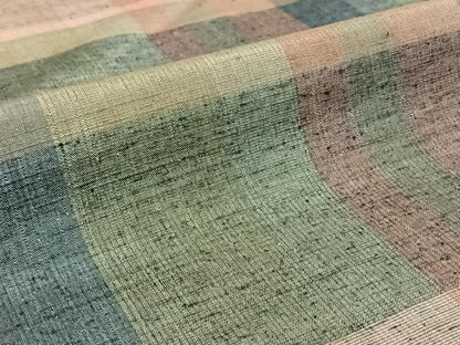 平和屋着物▽上質な紬 単衣 格子 正絹 逸品 AABG7771jh