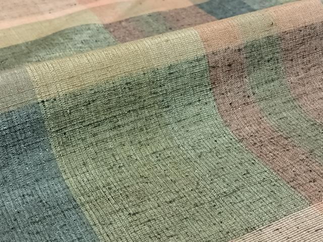 平和屋着物▽上質な紬 単衣 格子 正絹 逸品 AABG7771jh