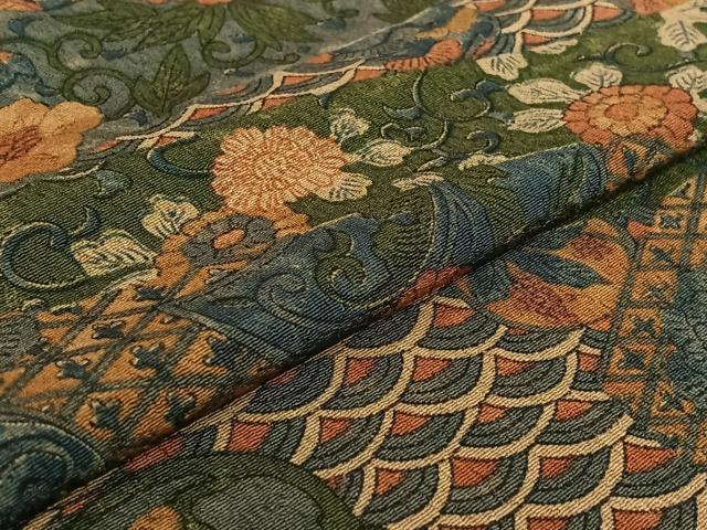 平和屋着物▽上質な小紋 単衣 更紗花鳥文 正絹 逸品 AABG7772jh