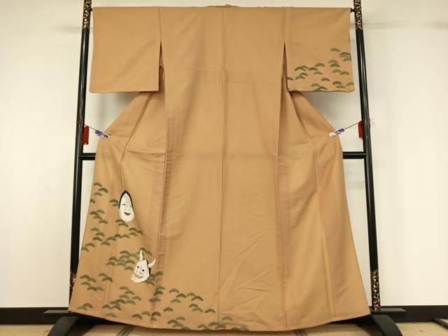 平和屋着物▽訪問着 単衣 能面 般若 金彩 正絹 逸品 AABG7778jh