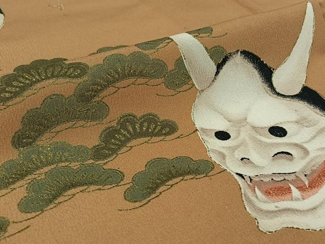 平和屋着物▽訪問着 単衣 能面 般若 金彩 正絹 逸品 AABG7778jh