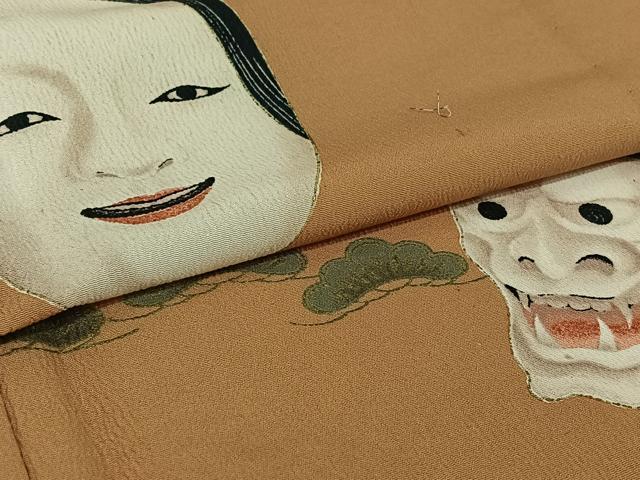 平和屋着物▽訪問着 単衣 能面 般若 金彩 正絹 逸品 AABG7778jh