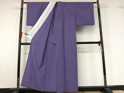 平和屋着物▽色無地 単衣 菫色 洗える着物 AABG7780jh