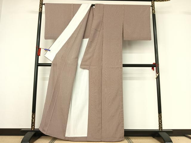 平和屋着物▽上質な小紋 単衣 縞 正絹 逸品 AABG7784jh