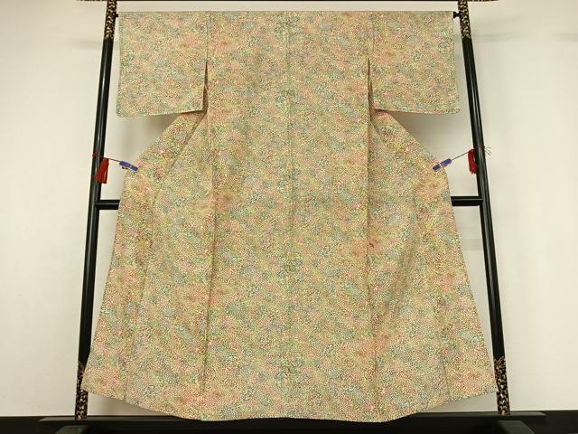 平和屋着物▽上質な小紋 単衣 花尽くし文 正絹 逸品 AABG7786jh