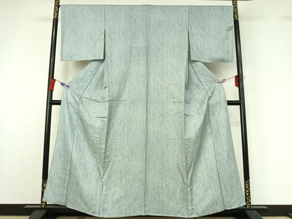 平和屋着物▽上質な小紋 単衣 縞 正絹 逸品 AABG7787jh