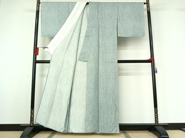 平和屋着物▽上質な小紋 単衣 縞 正絹 逸品 AABG7787jh