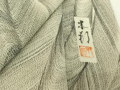 平和屋着物▽上質な小紋 単衣 作家物 流水文 鬼しぼ縮緬 正絹 逸品 AABG7788jh