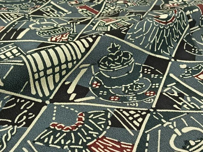 平和屋着物▽上質な小紋　単衣　型染め　宝尽くし文　正絹　逸品　AABG7795jh