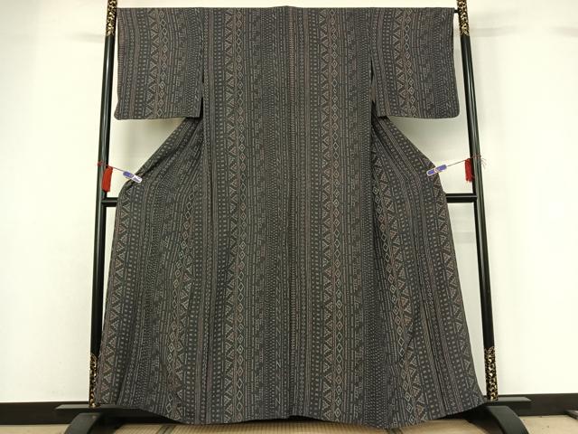 平和屋着物▽上質な小紋 単衣 幾何学文様 正絹 逸品 AABG7797jh