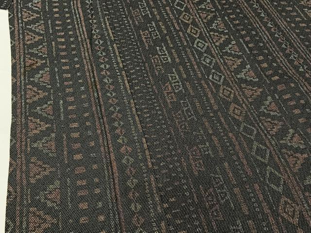 平和屋着物▽上質な小紋 単衣 幾何学文様 正絹 逸品 AABG7797jh