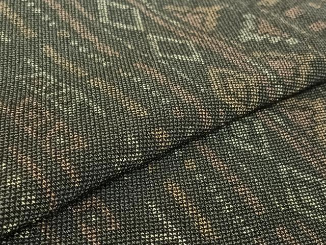 平和屋着物▽上質な小紋 単衣 幾何学文様 正絹 逸品 AABG7797jh