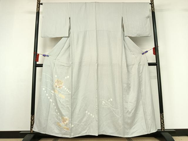平和屋着物▽訪問着 単衣 絞り 色紙花文 金彩 正絹 逸品 AABG7798jh