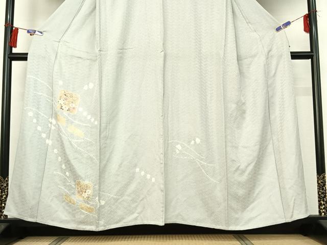 平和屋着物▽訪問着 単衣 絞り 色紙花文 金彩 正絹 逸品 AABG7798jh