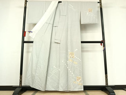 平和屋着物▽訪問着 単衣 絞り 色紙花文 金彩 正絹 逸品 AABG7798jh