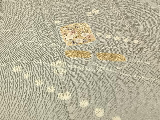 平和屋着物▽訪問着 単衣 絞り 色紙花文 金彩 正絹 逸品 AABG7798jh