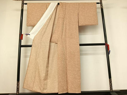 平和屋着物▽上質な小紋 単衣 花唐草文 正絹 逸品 AABG7799jh