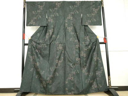 平和屋着物●本場大島紬　カタス9マルキ　枝花文　正絹　逸品　AABG7805cs