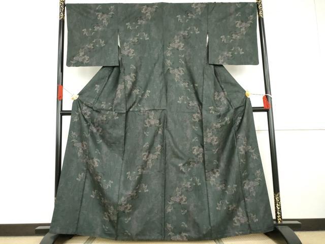 平和屋着物●本場大島紬　カタス9マルキ　枝花文　正絹　逸品　AABG7805cs