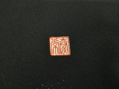 平和屋着物●豪華黒留袖　泰常　辻が花　駒刺繍　絞り　飛鶴花文　暈し染め　金彩　正絹　逸品　AABG7809cs