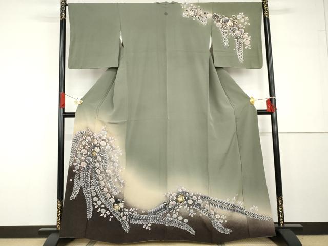 平和屋着物●訪問着　辻が花　暈し染め　金彩　正絹　逸品　AABG7813cs