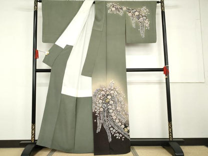 平和屋着物●訪問着　辻が花　暈し染め　金彩　正絹　逸品　AABG7813cs