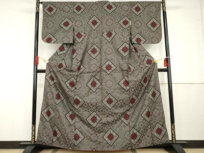 平和屋着物●本場大島紬　龍郷絣　正絹　逸品　AABG7814cs