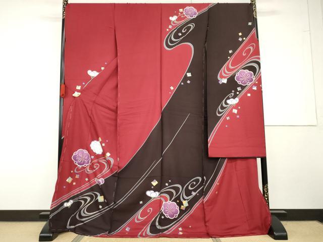 平和屋着物●豪華振袖　流水花文　仮絵羽　金彩　逸品　未使用　AABG7816cs