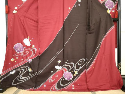平和屋着物●豪華振袖　流水花文　仮絵羽　金彩　逸品　未使用　AABG7816cs