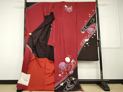 平和屋着物●豪華振袖　流水花文　仮絵羽　金彩　逸品　未使用　AABG7816cs