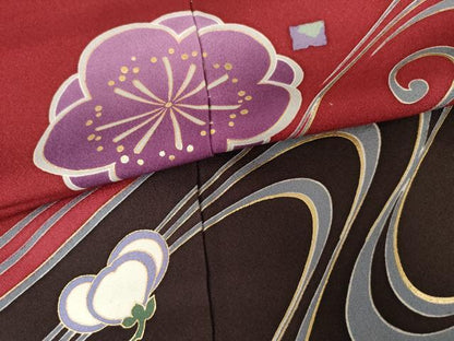 平和屋着物●豪華振袖　流水花文　仮絵羽　金彩　逸品　未使用　AABG7816cs