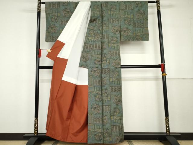 平和屋着物●本場大島紬　一元7マルキ　吉祥草花文　正絹　逸品　未使用　AABG7819cs