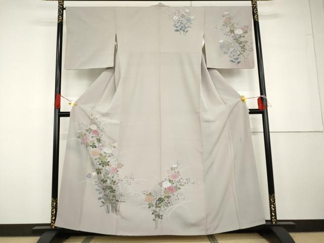 平和屋着物●訪問着　友禅　作家物　枝花文　正絹　逸品　AABG7821cs