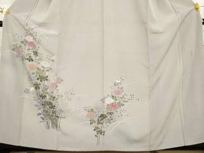 平和屋着物●訪問着　友禅　作家物　枝花文　正絹　逸品　AABG7821cs