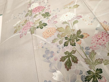 平和屋着物●訪問着　友禅　作家物　枝花文　正絹　逸品　AABG7821cs
