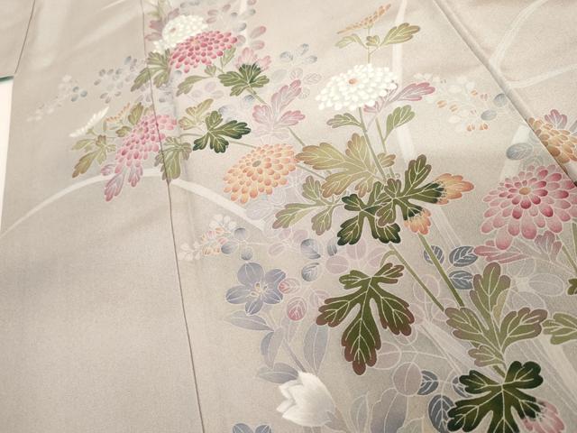 平和屋着物●訪問着　友禅　作家物　枝花文　正絹　逸品　AABG7821cs