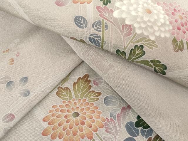 平和屋着物●訪問着　友禅　作家物　枝花文　正絹　逸品　AABG7821cs