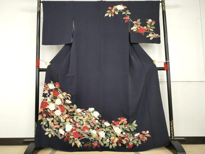 平和屋着物●訪問着　手描き　枝花文　金彩　正絹　逸品　AABG7823cs